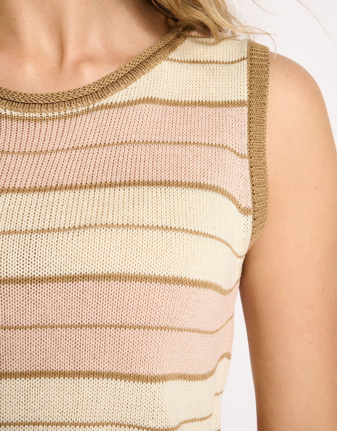 Solene Stripe Tank - Dusty Pink