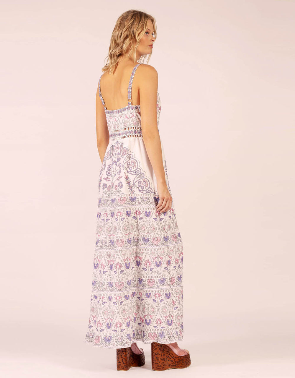 Anu Button Maxi - Hindi White
