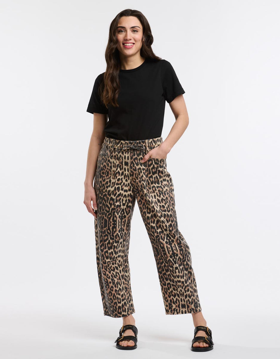 Leopard Print Barrel Pants