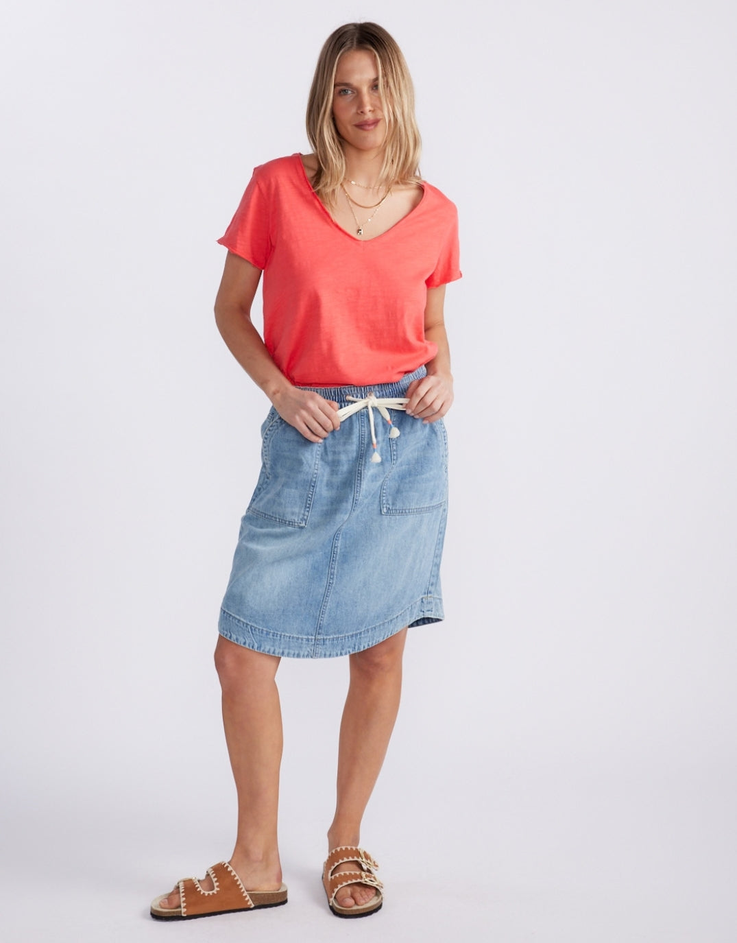 Original V Neck T-Shirt - Poppy