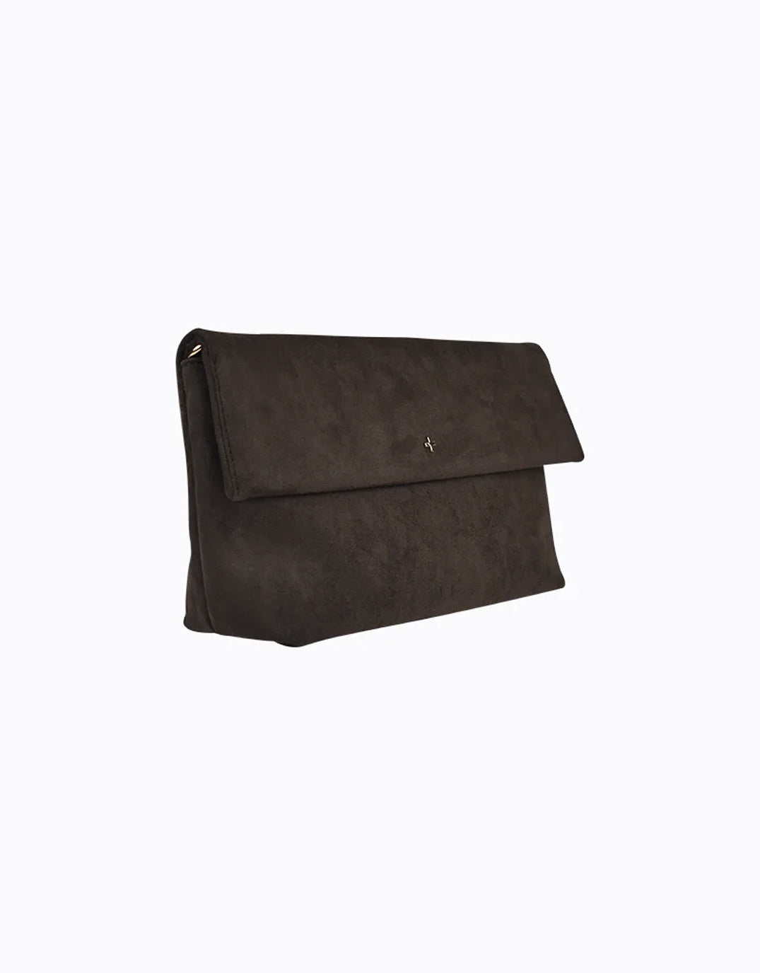 Heartbreaker Oversize Clutch - Dark Choc Suede / Gold