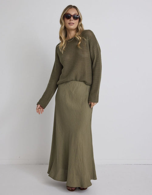 Dawn Crochet Knit Jumper - Soft Khaki