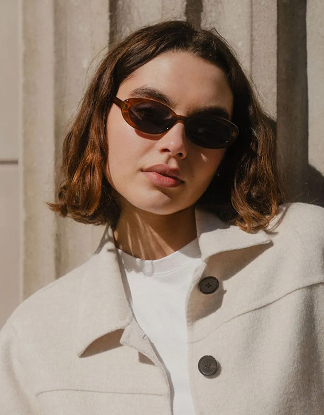 Sydney Narrow Oval Sunglasses - Espresso