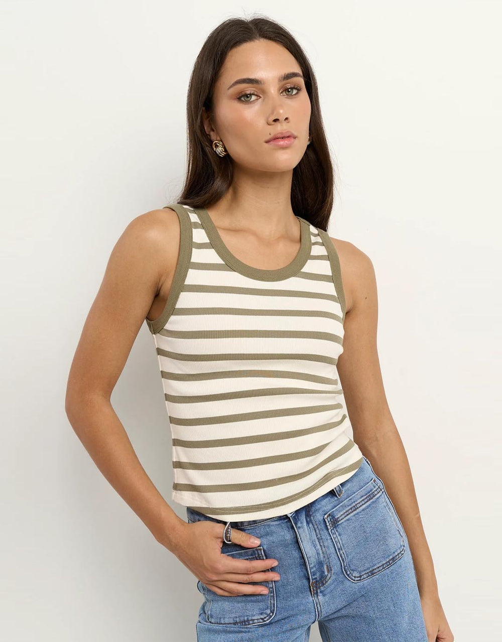 reunion-label-cobble-rib-cutaway-tank-khaki-ivory-stripe-womens-clothing
