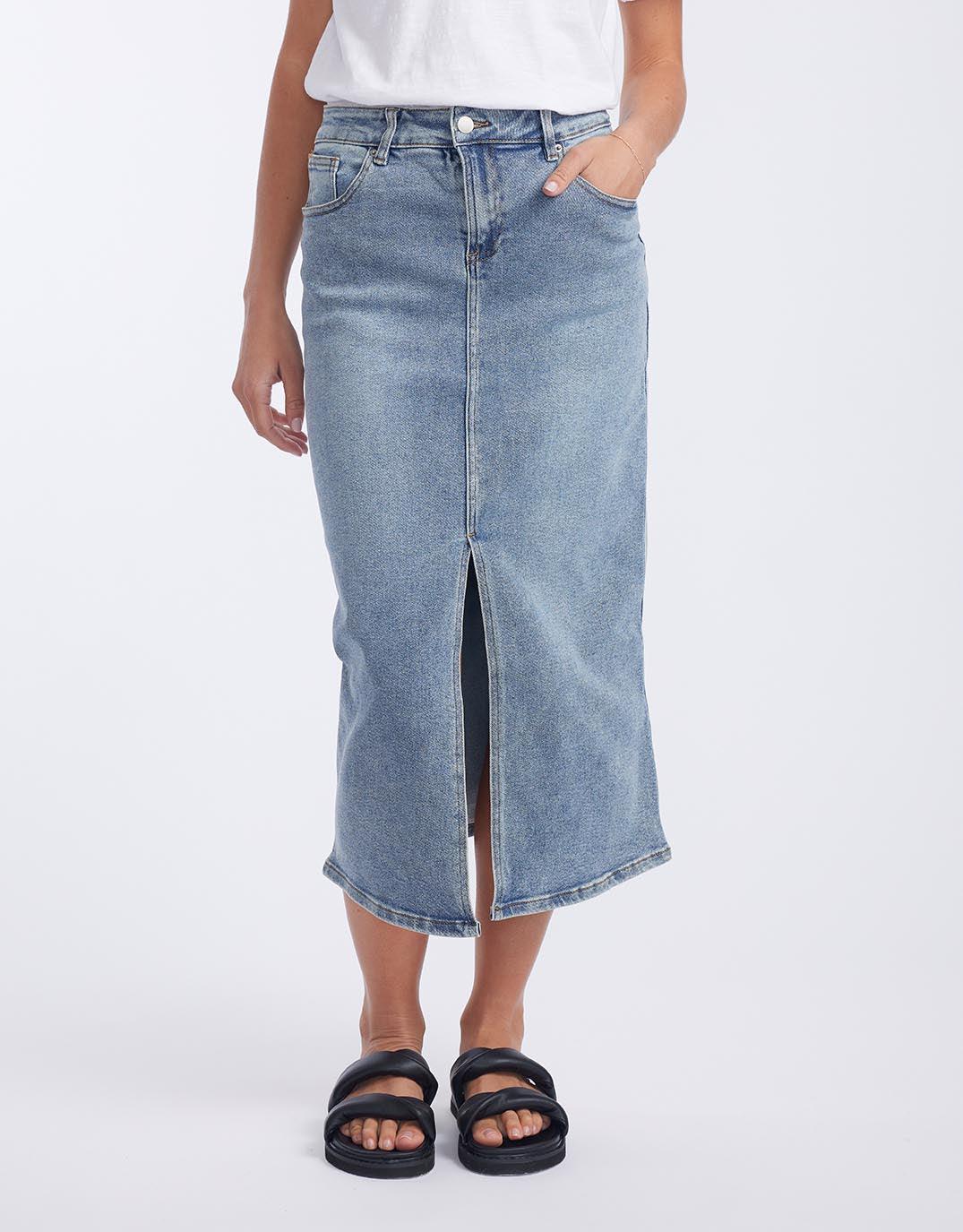 Long denim hotsell skirt au