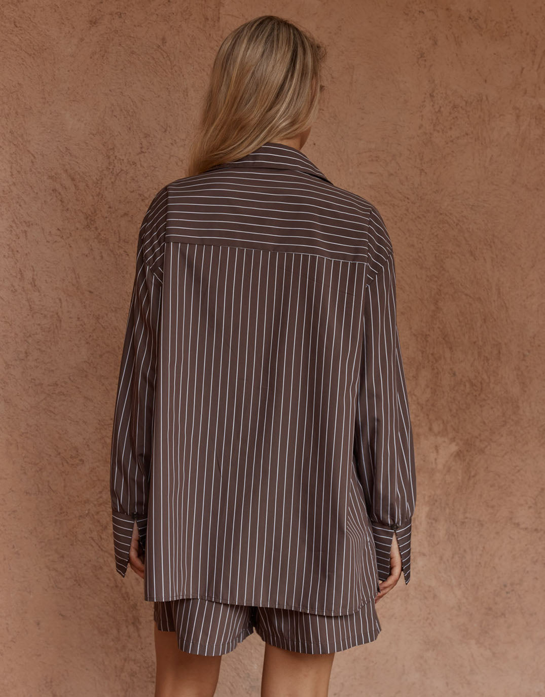 Marty Piped Stripe Shirt - Choc Stripe