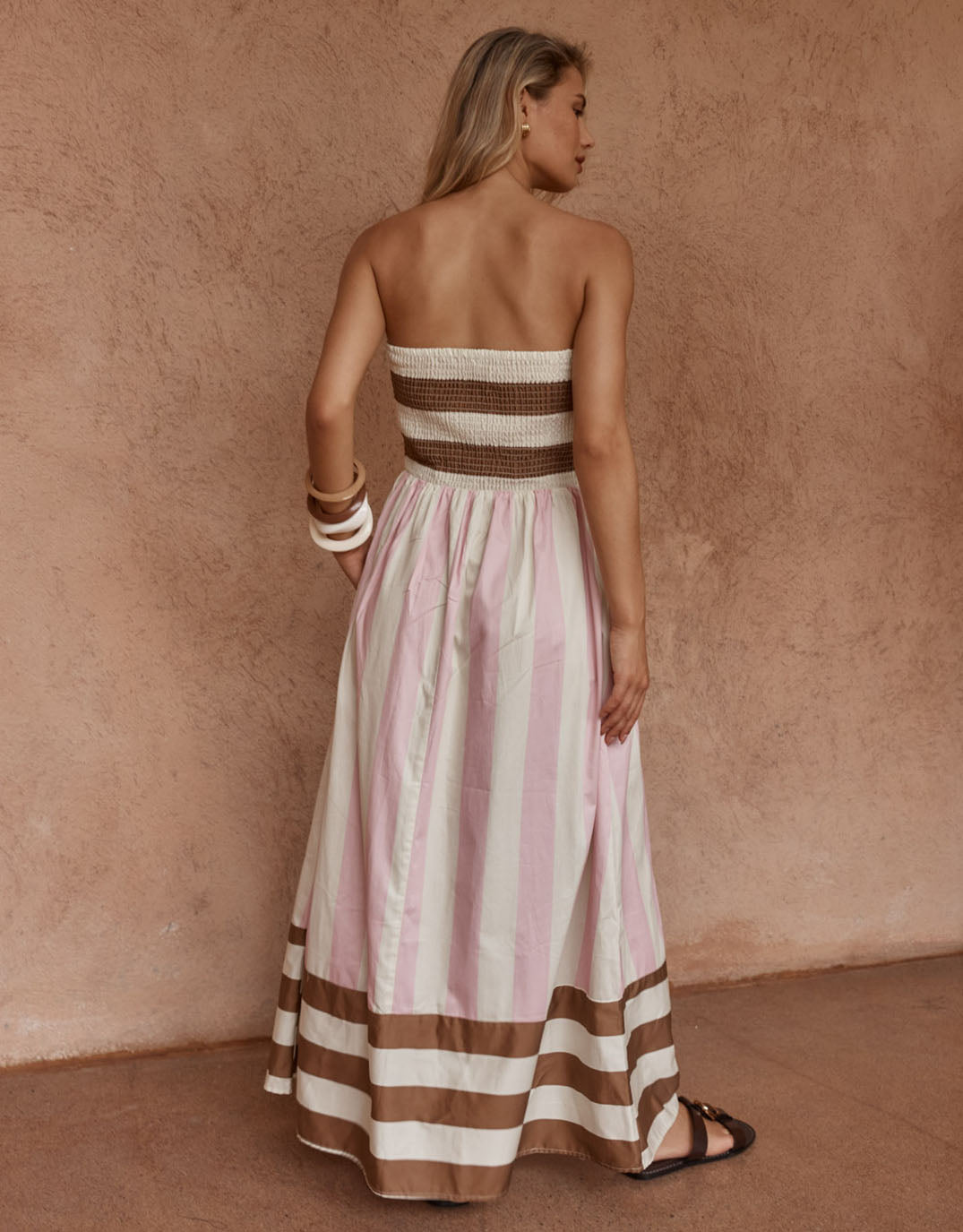 Nea Spliced Strapless Dress - Neapolitan