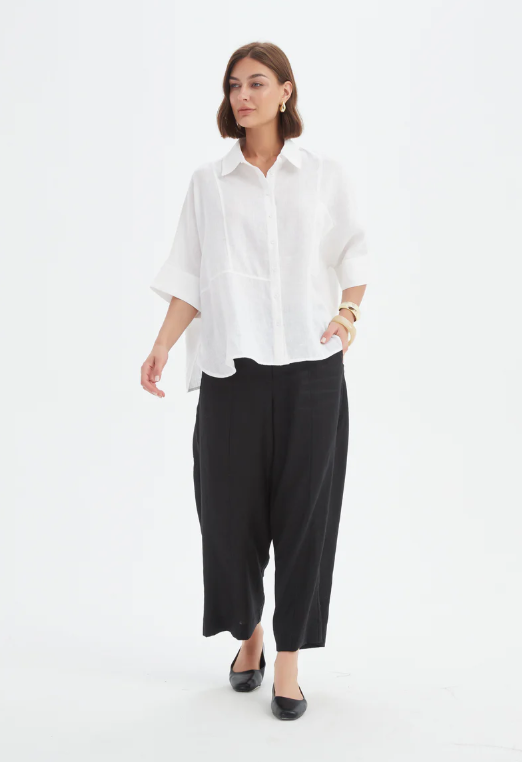 Seam Detail Boxy Shirt - White