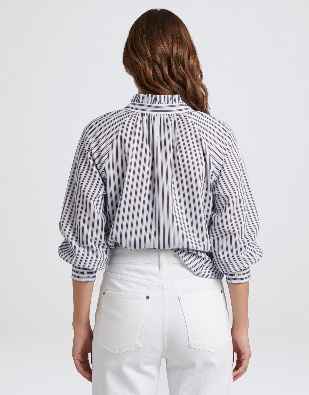 Sorrento Shirt - Mocha/ Blue/ White Stripe