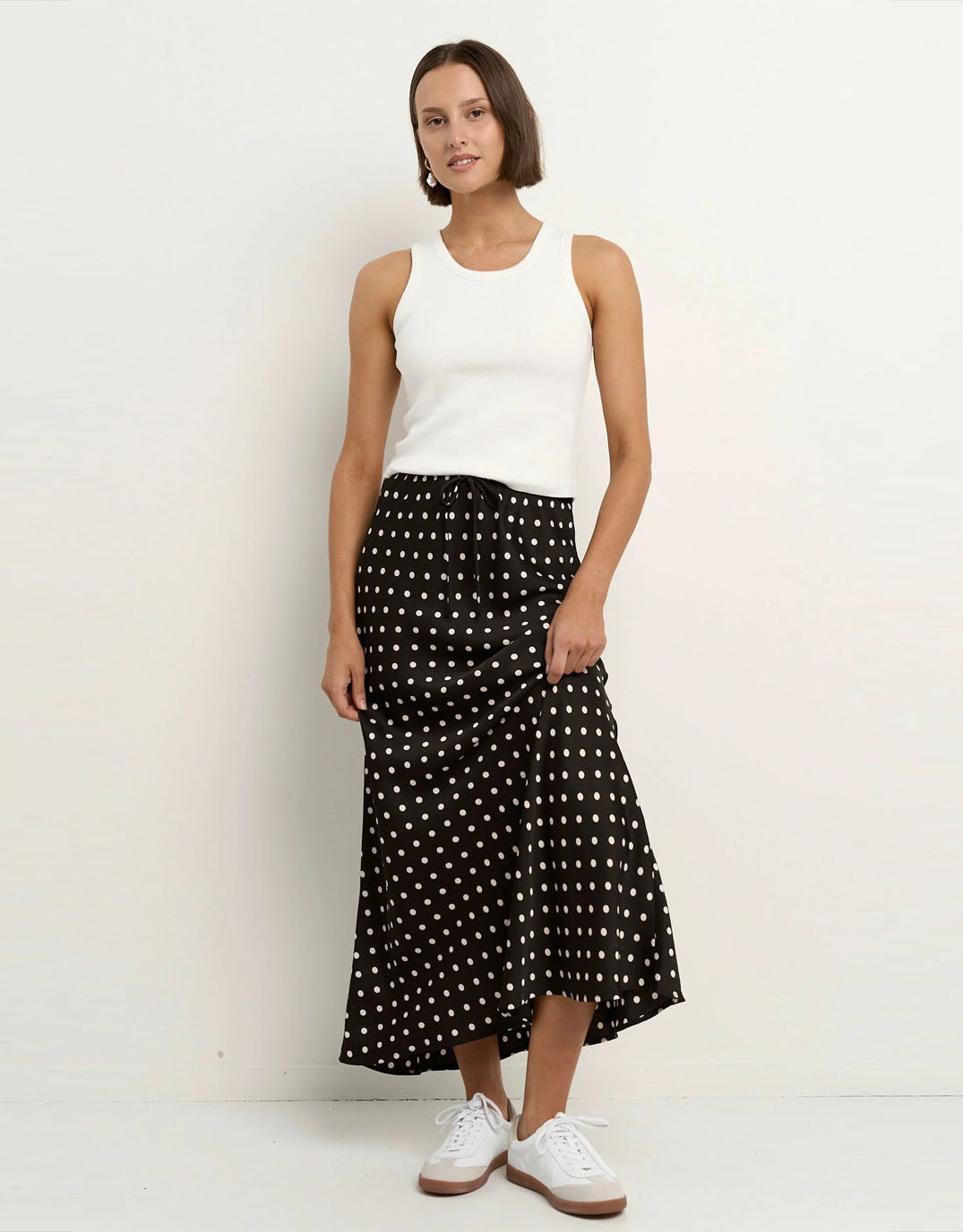 stories-be-told-rarity-satin-bias-maxi-skirt-black-white-polka-dot-womens-clothing
