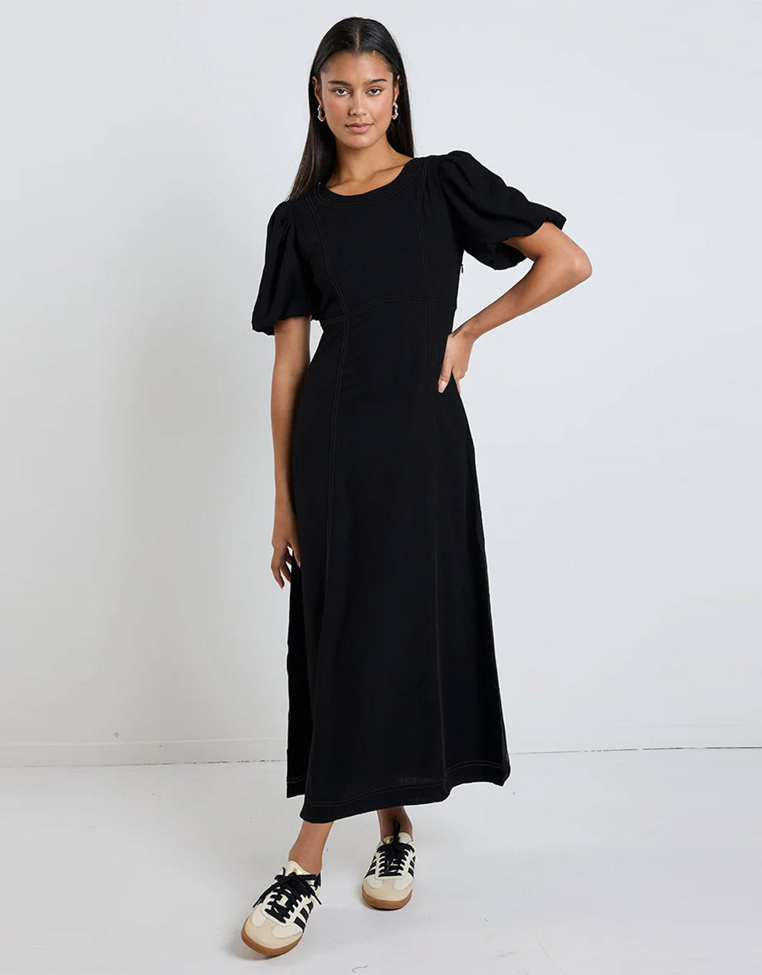 stories-be-told-state-linen-blend-midi-dress-black-womens-clothing