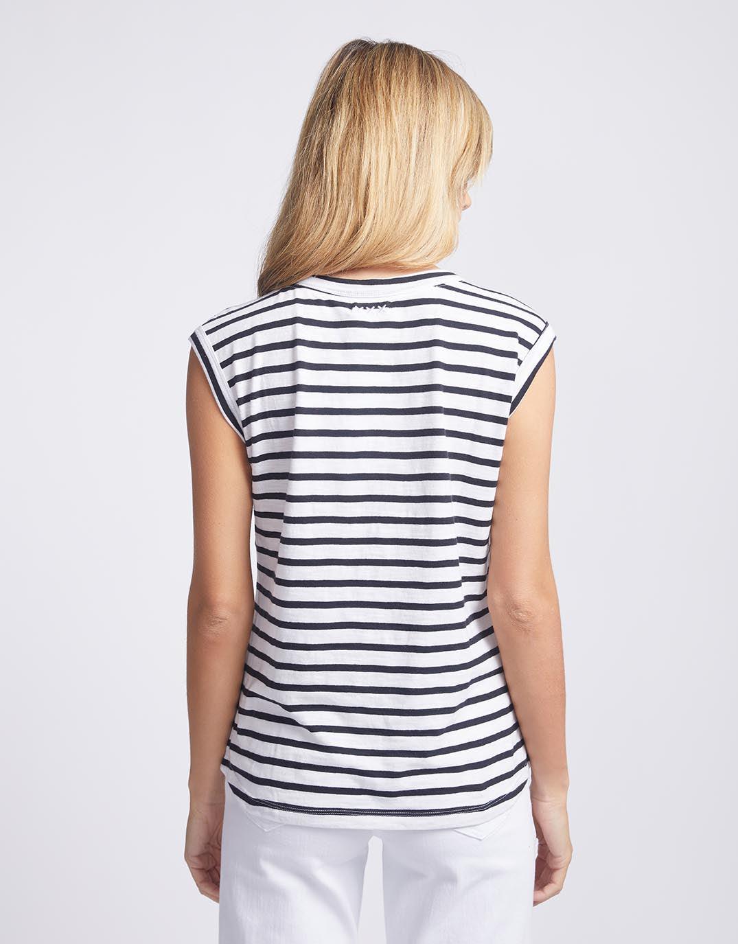 White & Co. - Cali Tank Top - Black/White Stripe - White & Co Living Tees & Tanks