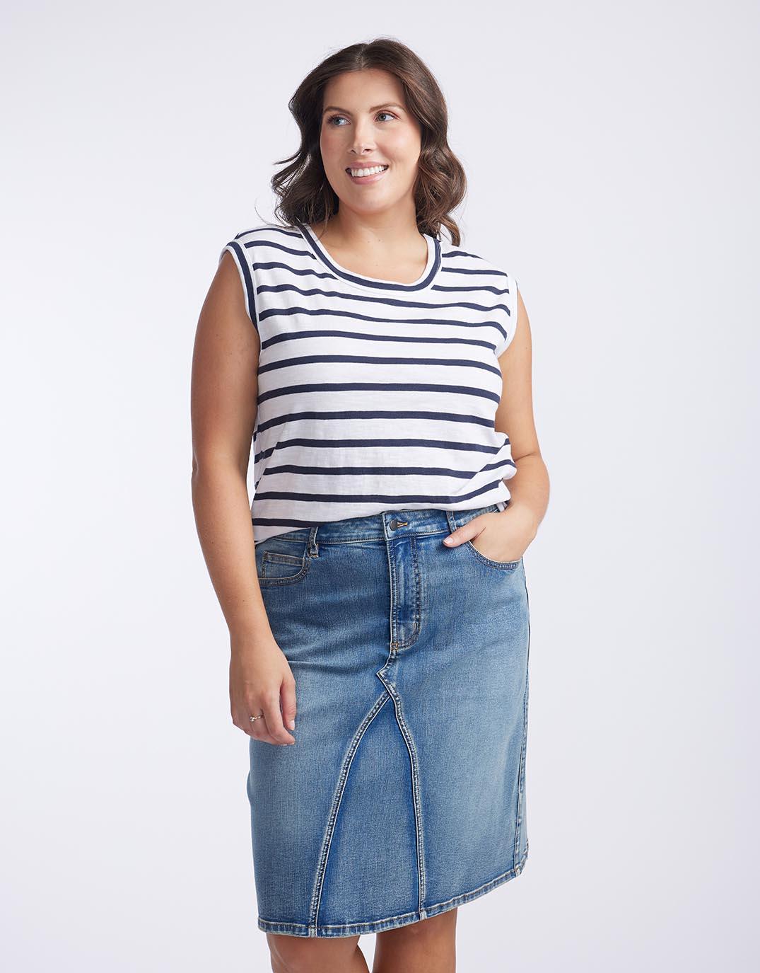 White & Co. - Cali Tank Top - Navy/White Stripe - White & Co Living Tees & Tanks