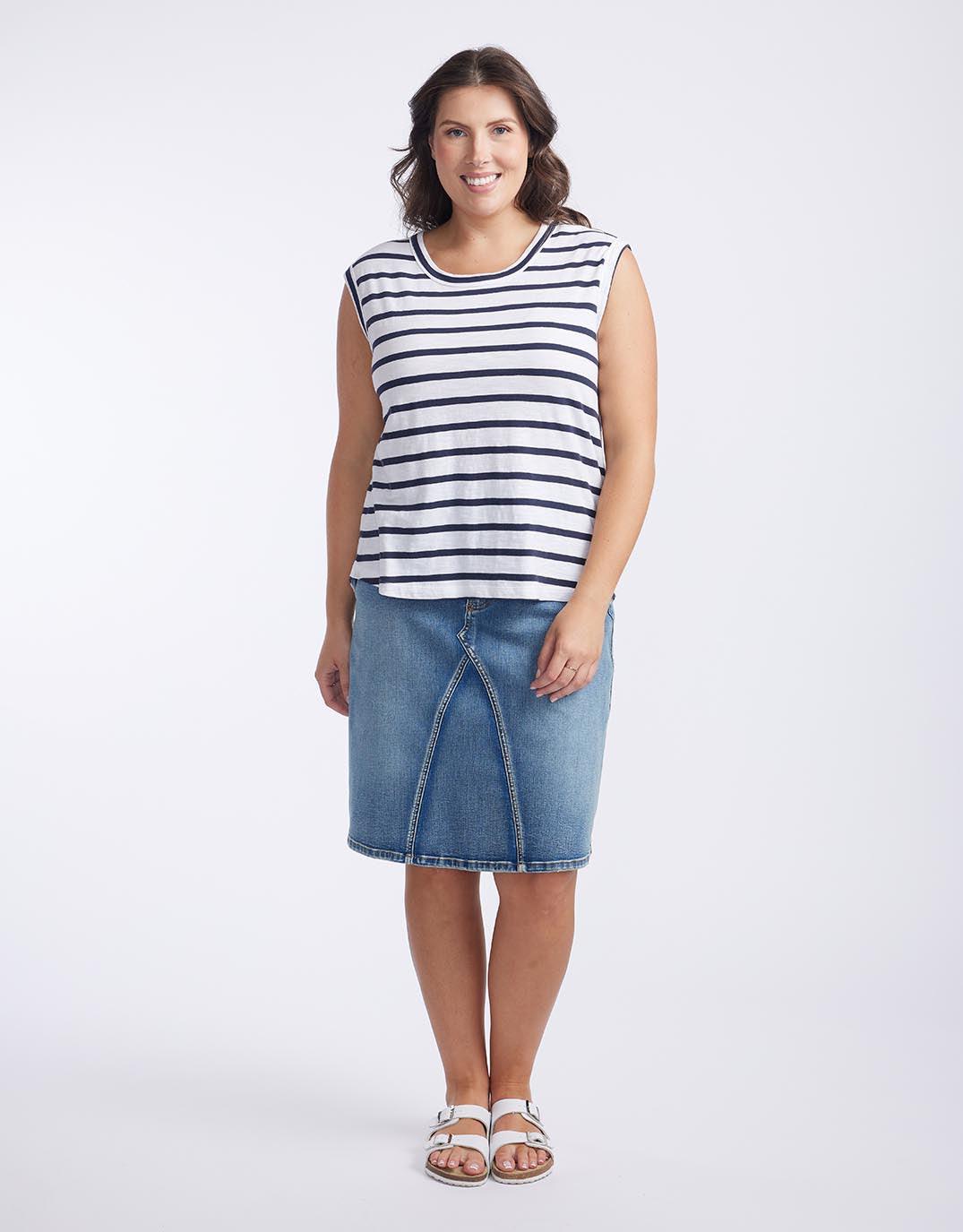 White & Co. - Cali Tank Top - Navy/White Stripe - White & Co Living Tees & Tanks