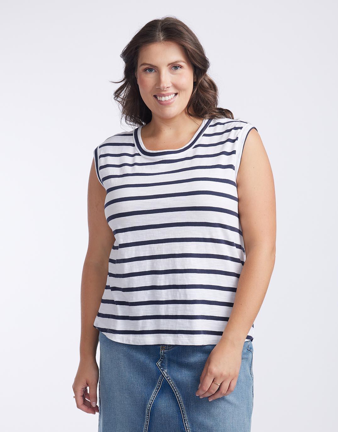 White & Co. - Cali Tank Top - Navy/White Stripe - White & Co Living Tees & Tanks