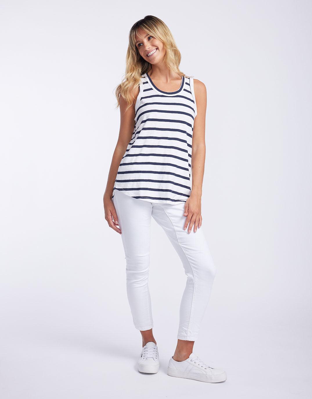 White & Co. - Original Tank - Navy/ White Stripe - White & Co Living Tees & Tanks