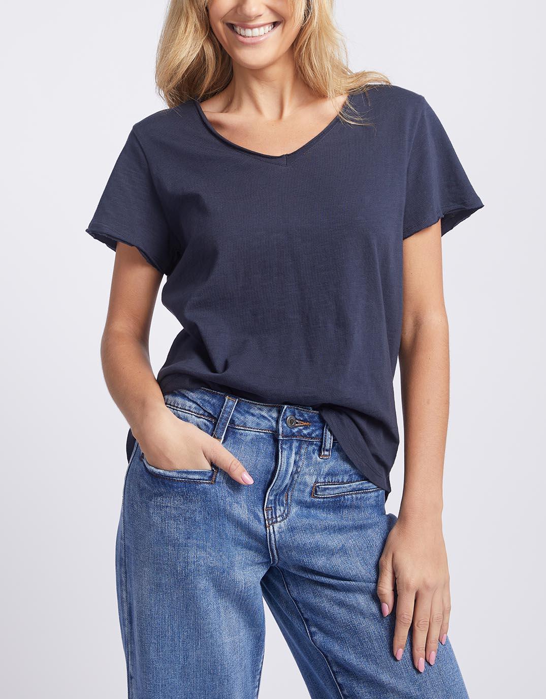 White Appliquéd V-Neck T-Shirt main image 1