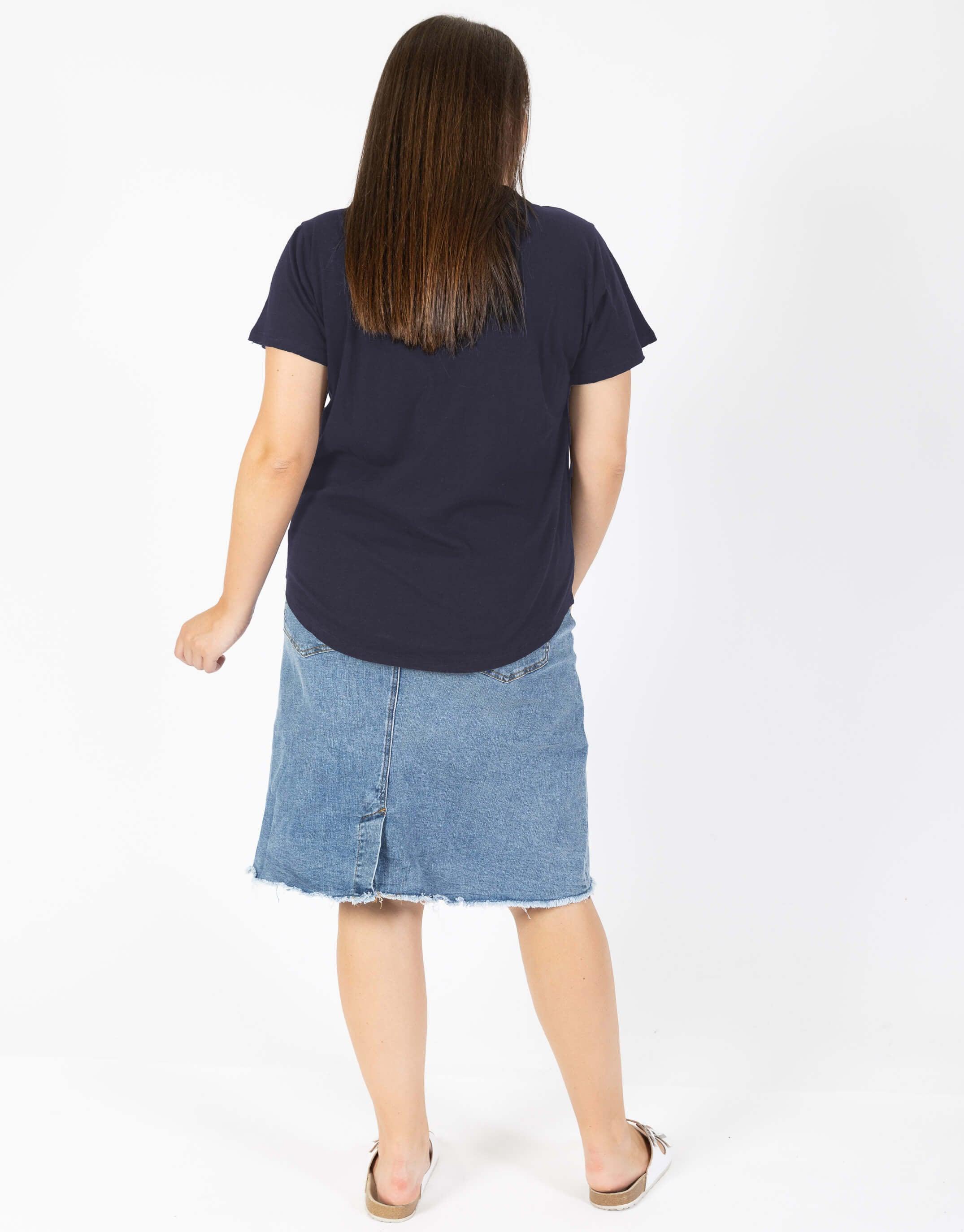 White & Co. - Original V Neck T-Shirt - Navy - White & Co Living Tops