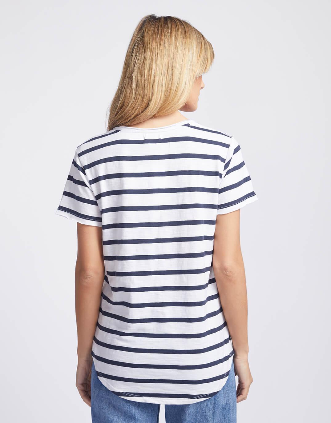 White & Co. - Original V Neck T-Shirt - Navy/White Stripe - White & Co Living Tees & Tanks
