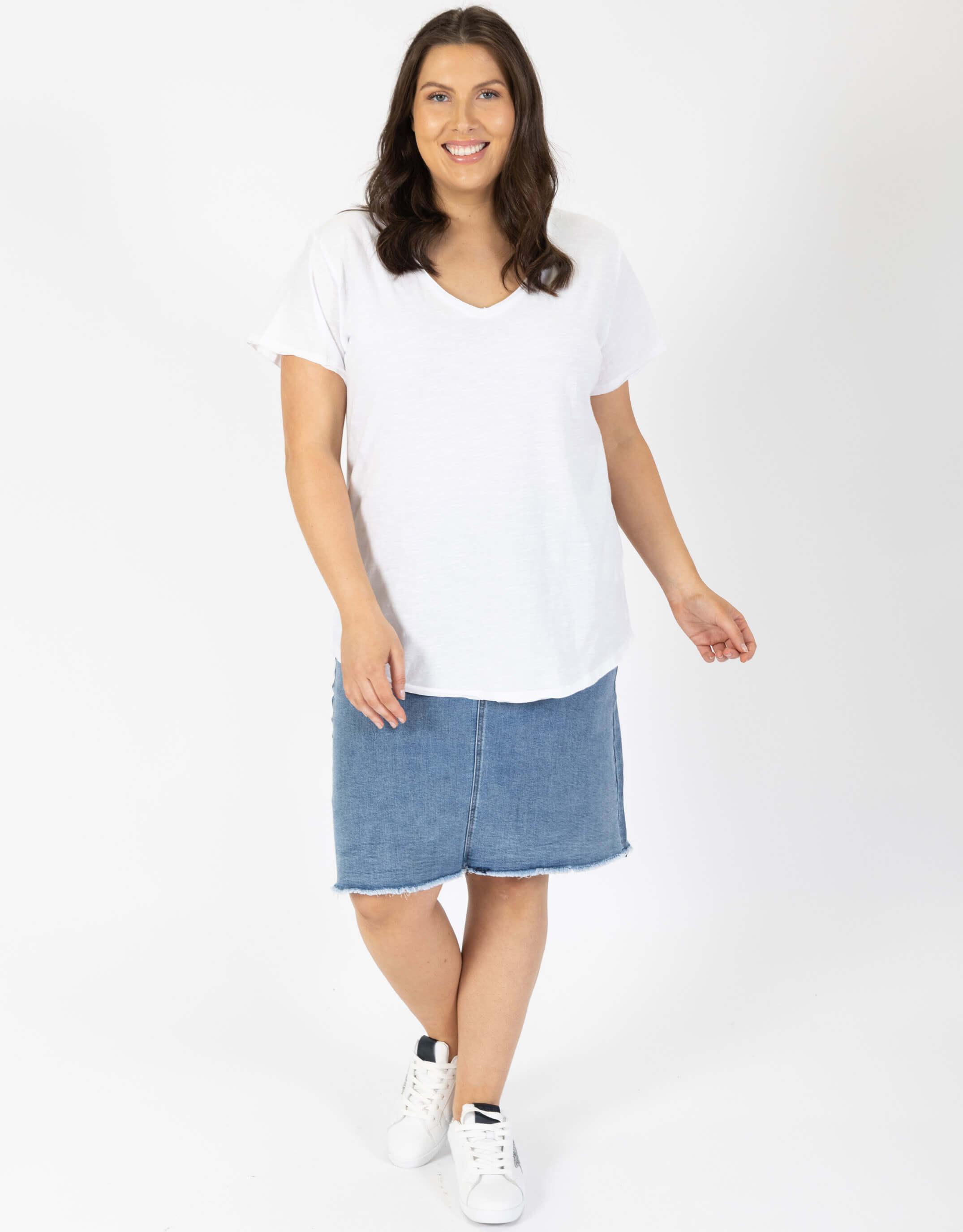 White & Co. - Original V Neck T-Shirt - White - White & Co Living Tops