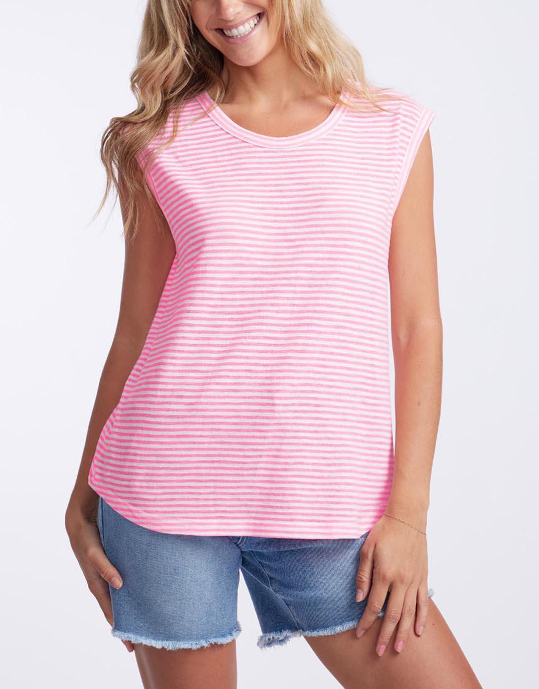 White & Co. - Sorbet Stripe Cali Tank - Gelati Pink - White & Co Living Tees & Tanks