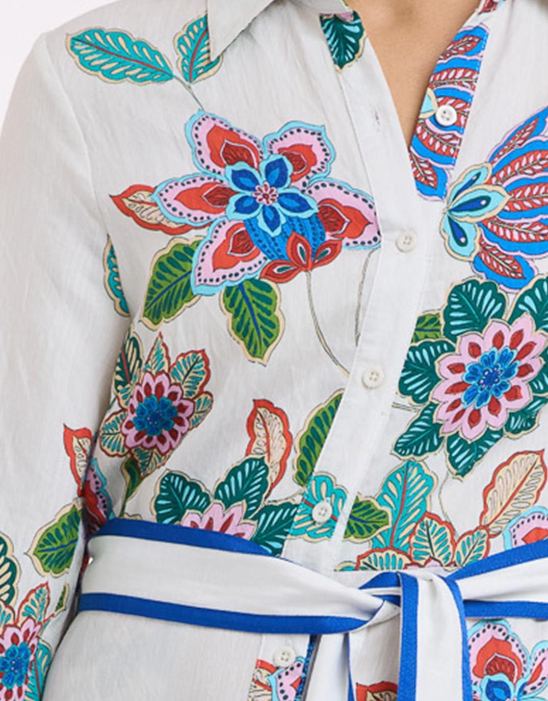 Mykonos Dress - White/Blue Print