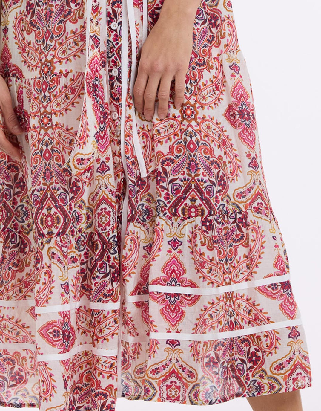 Paisley Midi Trim Dress - Paisley Print