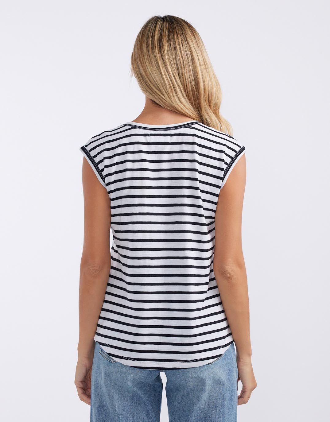 Cali Scoop Tank - White/Black Stripe