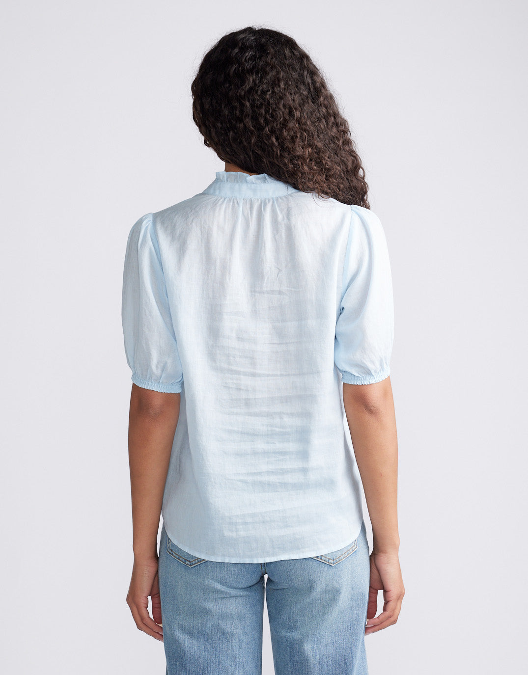Camden Ruffle Blouse - Ice Blue