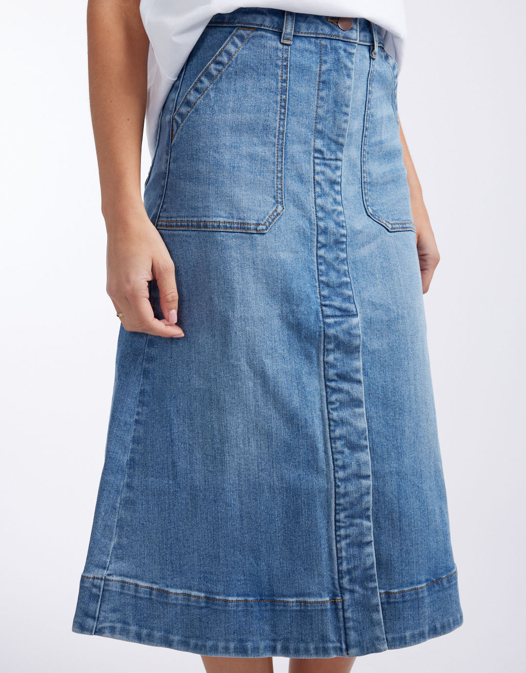 Catalina Midi Skirt - Mid Wash