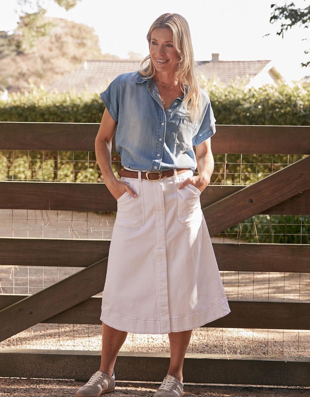 Catalina Midi Skirt - White