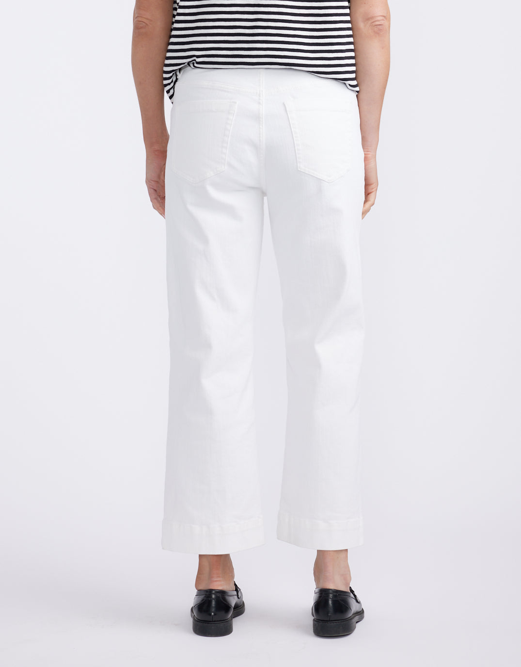 Catalina Cropped Wide Leg Jeans - White