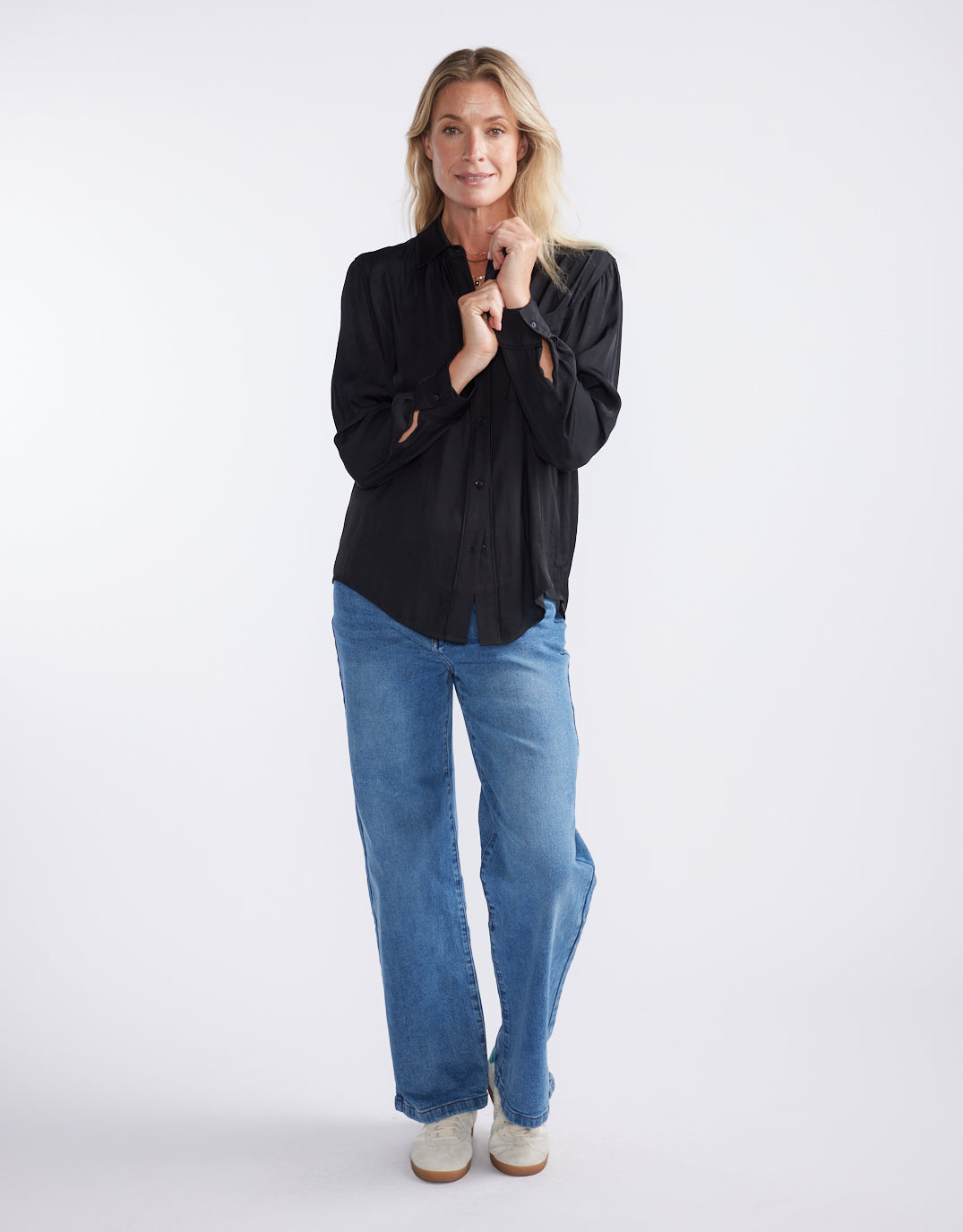 Charlize Drape Shirt - Black