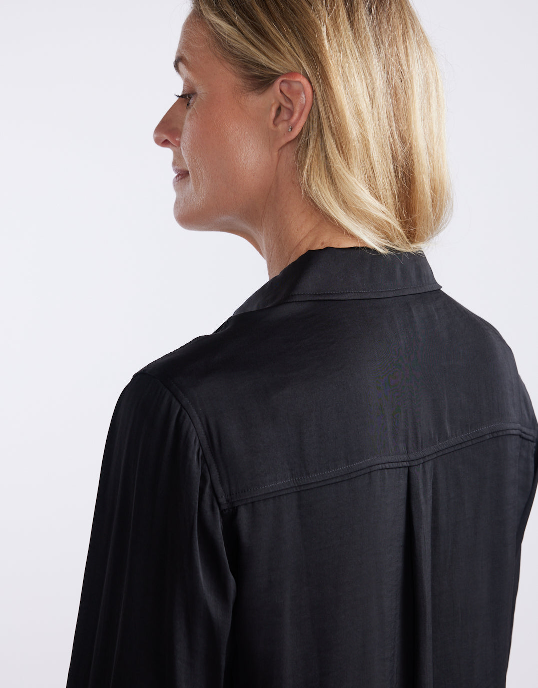 Charlize Drape Shirt - Black