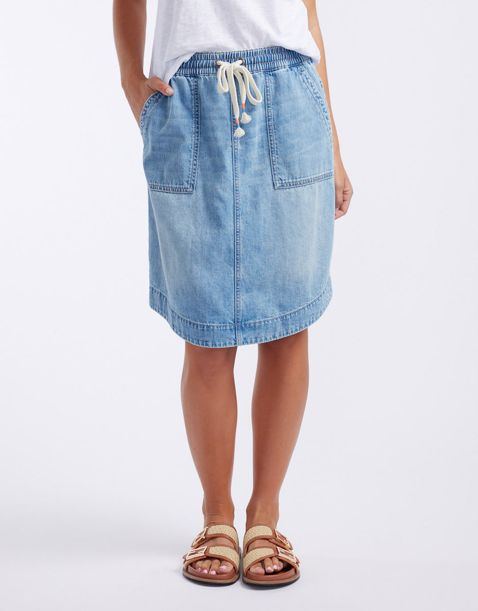 Buy Coco Denim Skirt Mid Wash White for Sale Online