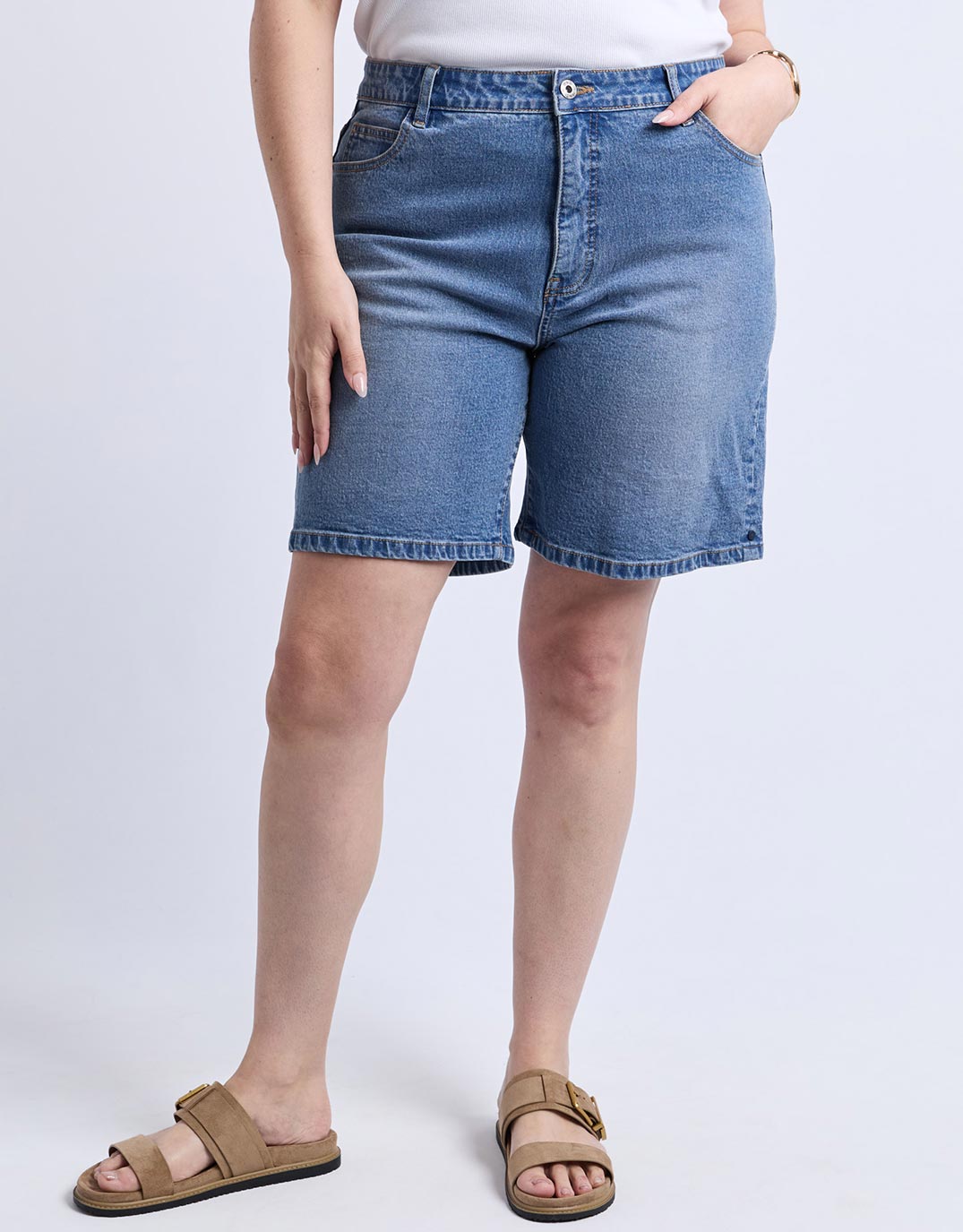 Macie Denim Shorts - Mid Blue Wash
