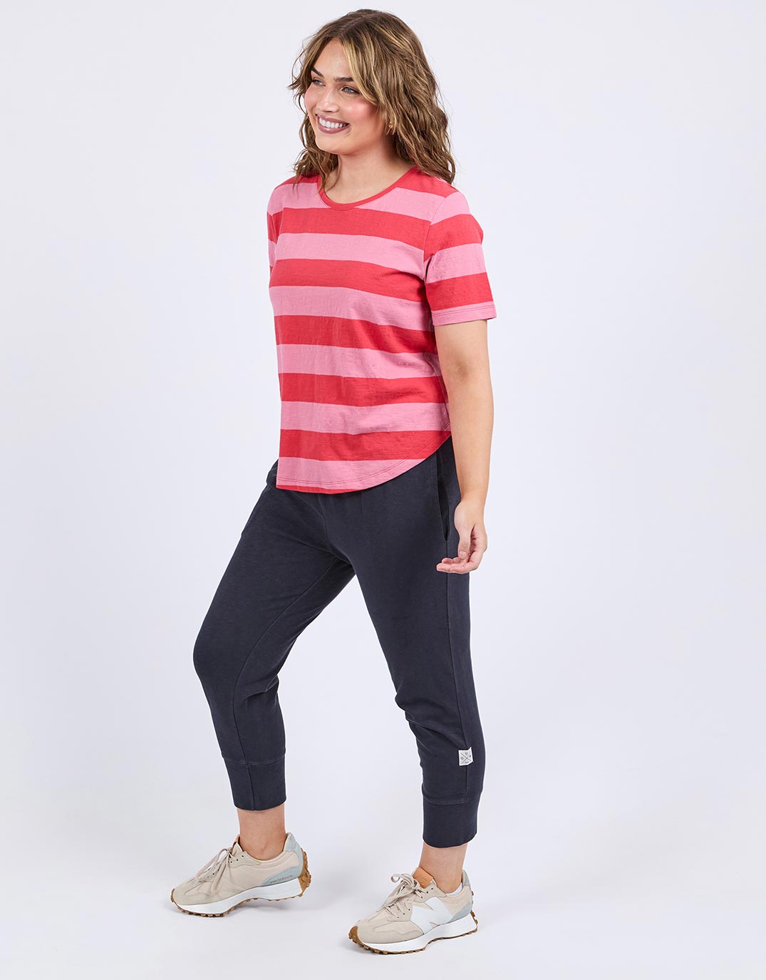 Spritz Stripe Short Sleeve Tee - Cayenne & Chateau Rose Stripe