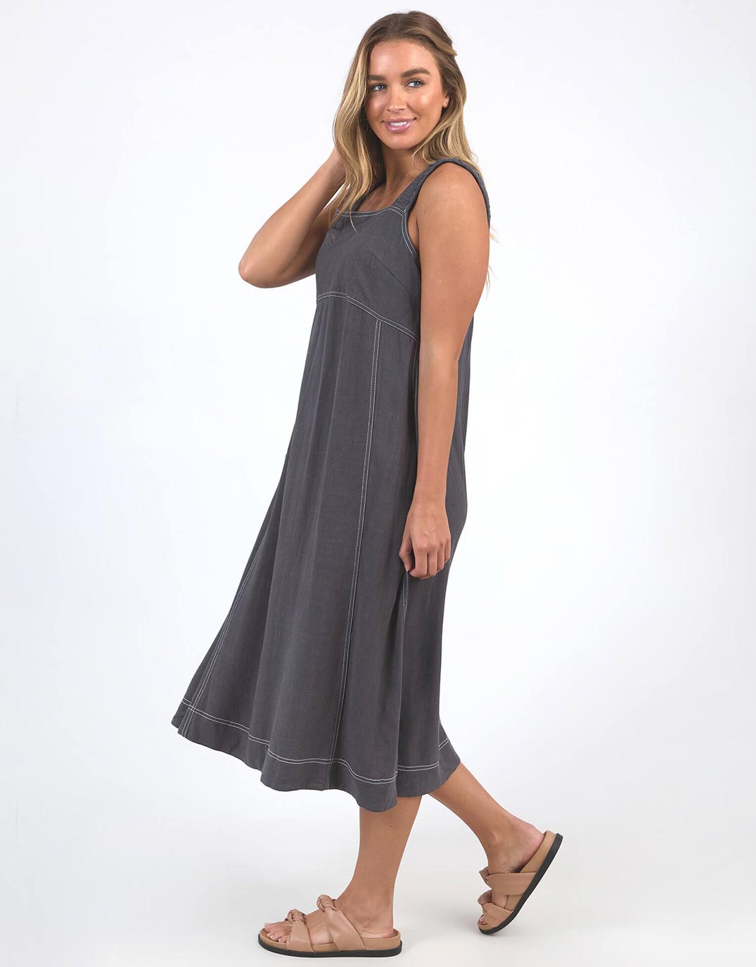 Sage Midi Dress - Charcoal