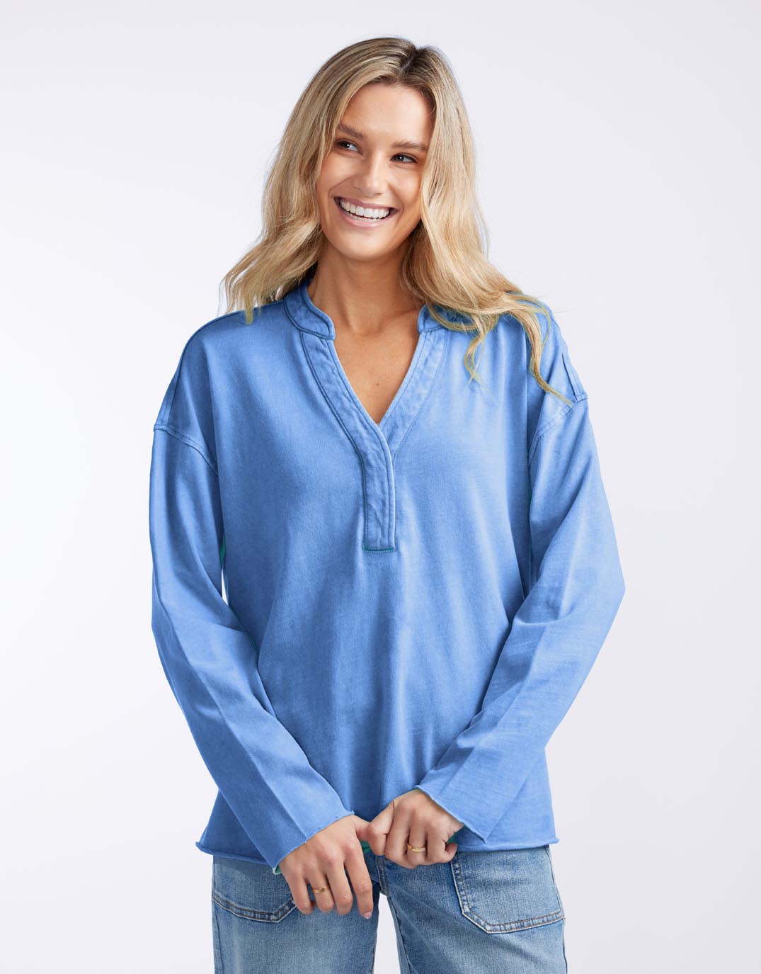 white-co-henley-sunset-top-danish-blue-womens-clothing