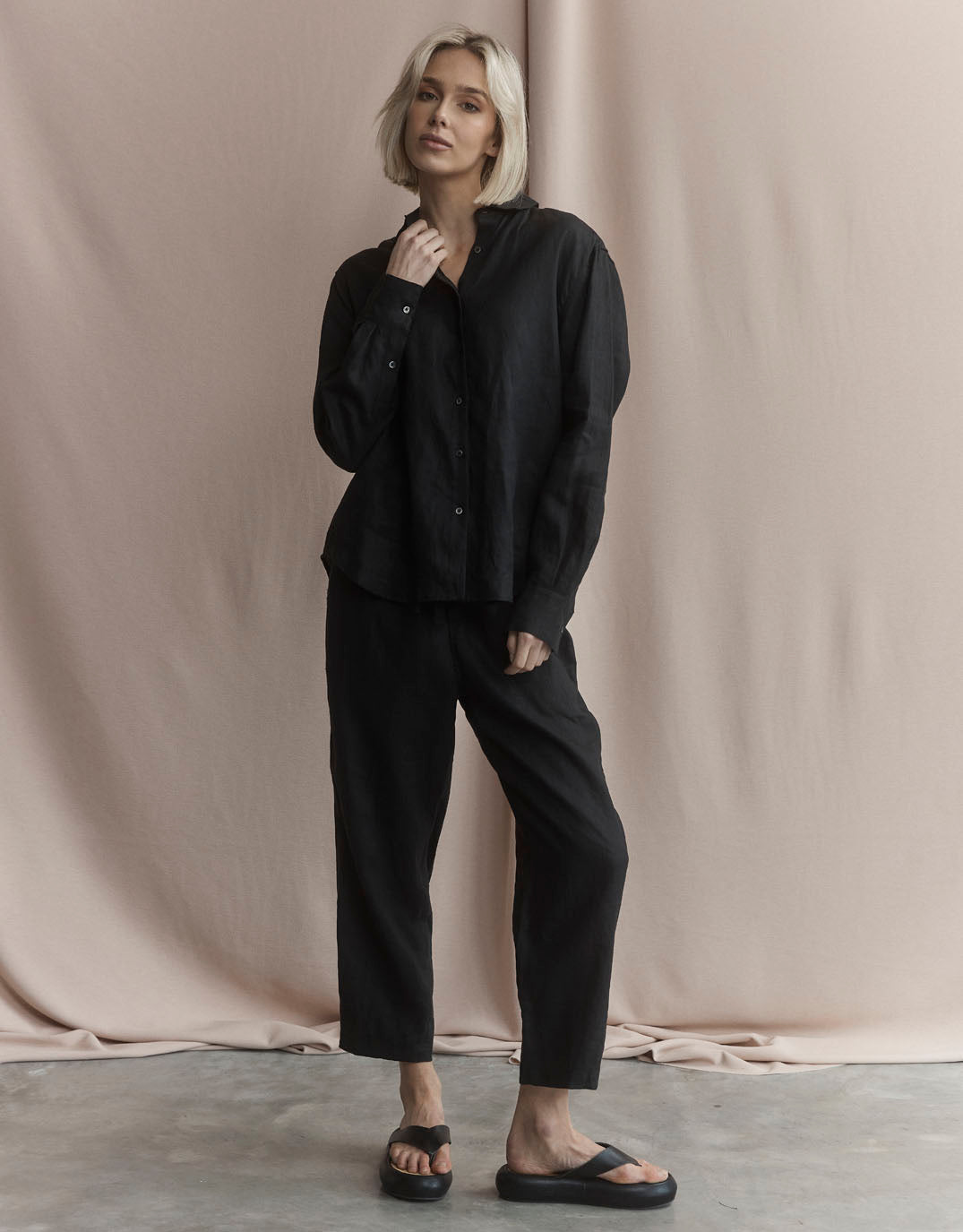 white-co-katie-linen-shirt-black-womens-clothing