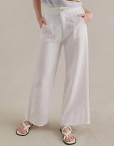 Jude Wide Leg Linen Pants - White