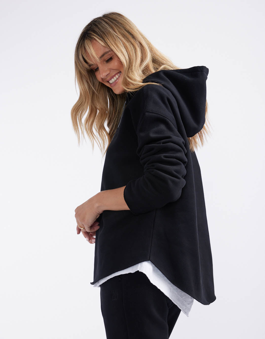 Monogram Fleece Hoodie - Black