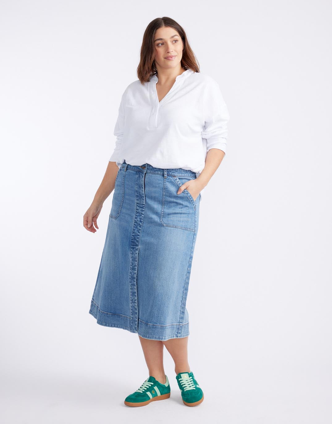 Catalina Midi Skirt - Mid Wash