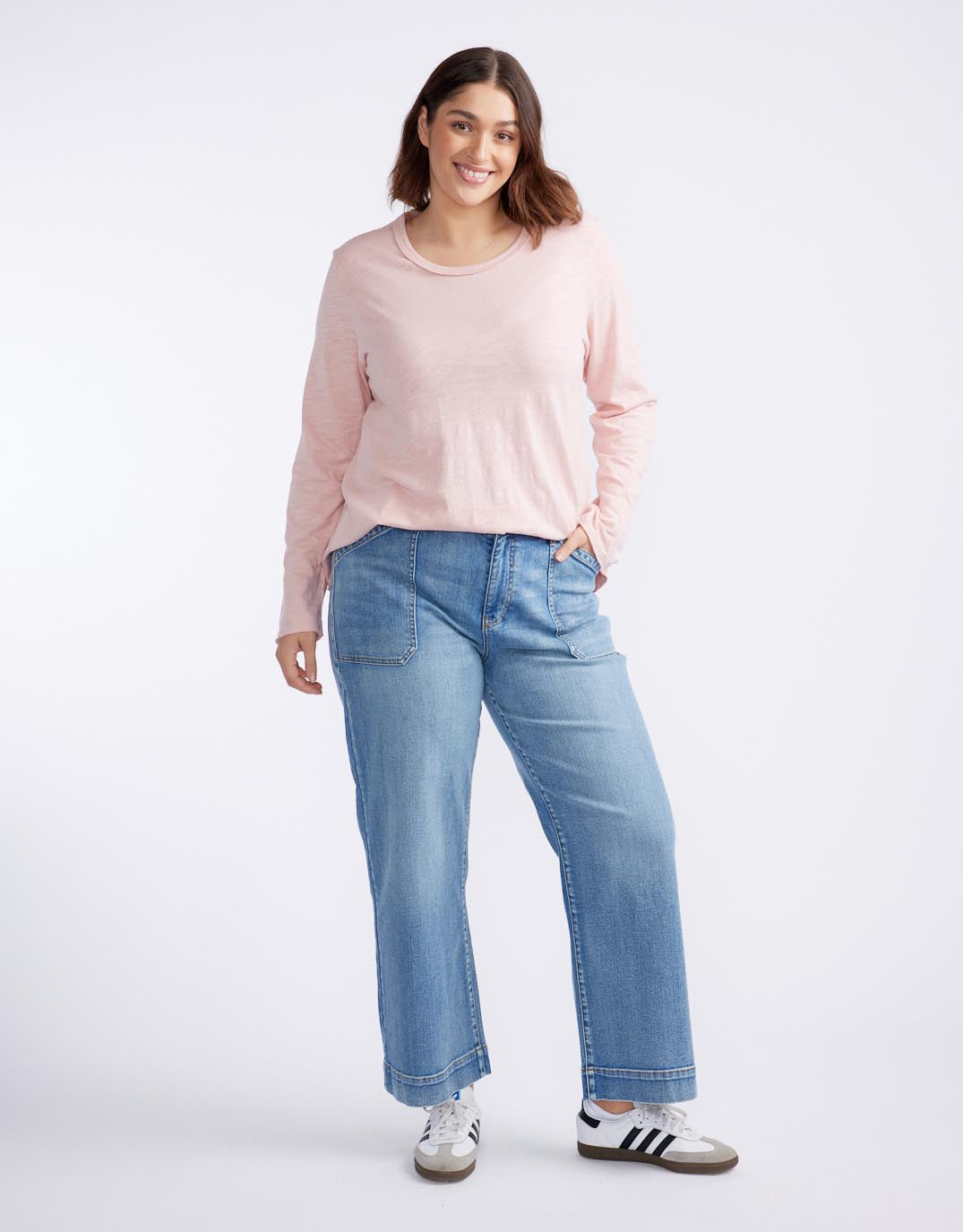 Essential Scoop Hem Long Sleeve T-shirt - Dusty Rose