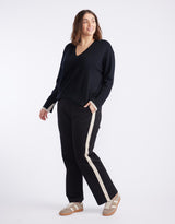 Timeless Straight Leg Ponte Pant - Black/Natural