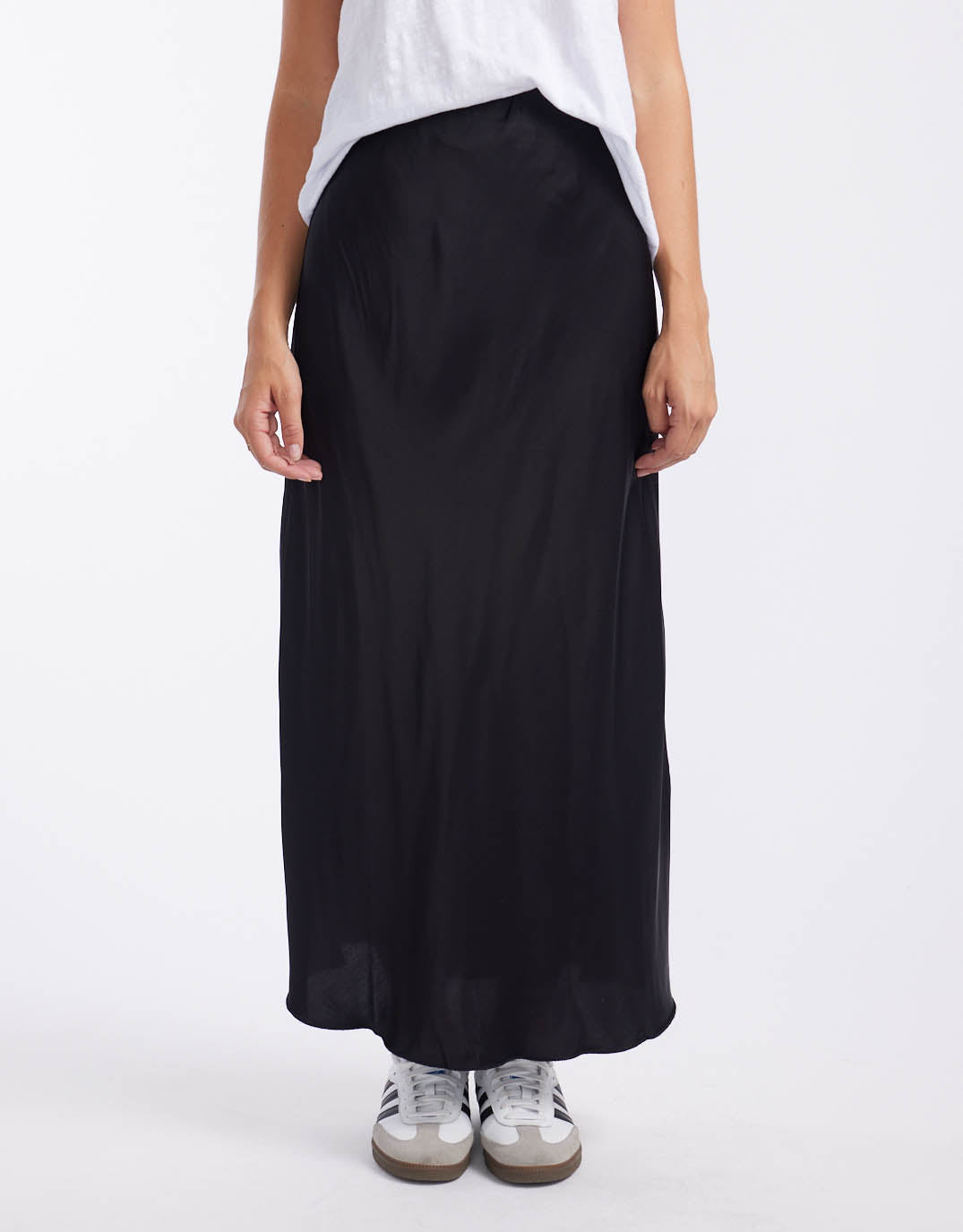 white-co-rosette-skirt-black-satin-womens-clothing