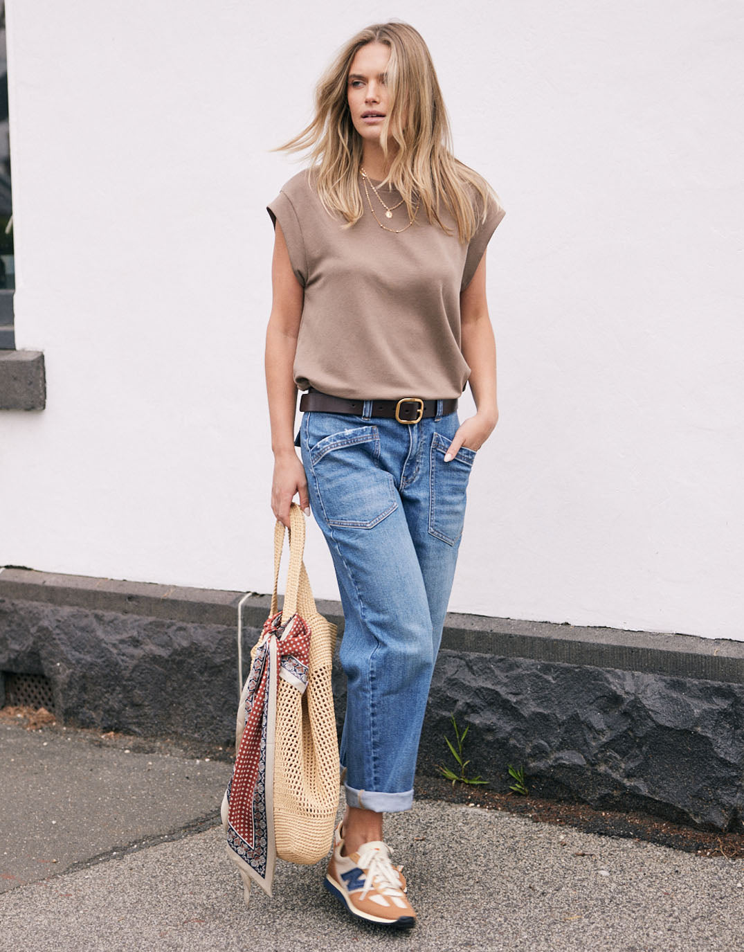 Saskia Cargo Barrel Jean - Mid Wash