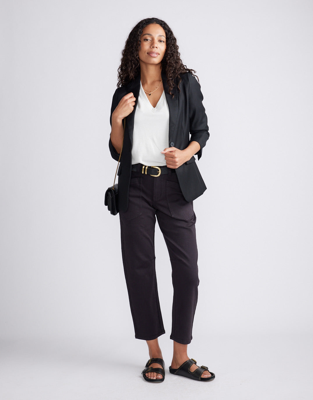 Saskia Cargo Barrel Jean - Washed Black