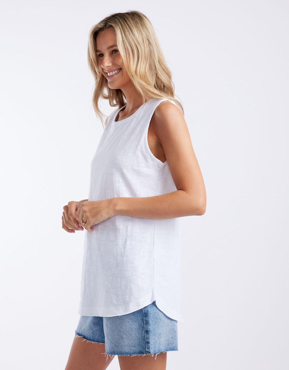 Scoop Hem Tank - White