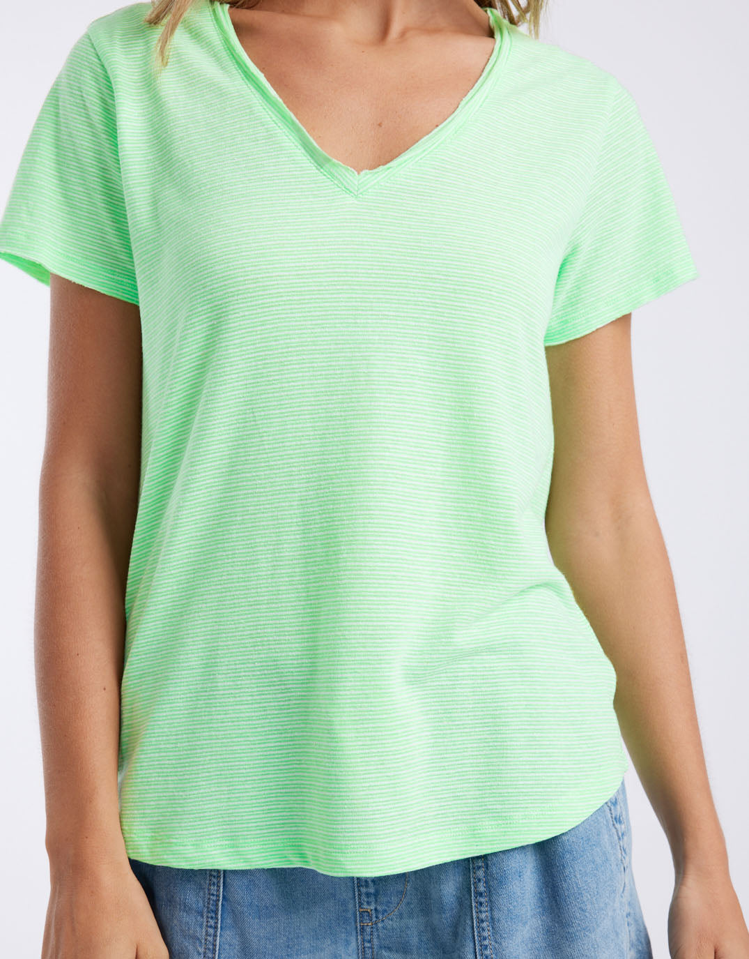 white-co-sorbet-stripe-vee-neck-tee-neon-green-womens-clothing